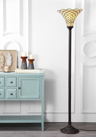 White Tiffany Style 70" Torchiere LED Floor Lamp - JONATHAN Y