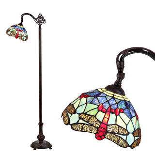 Dragonfly Tiffany Style 60" Arched LED Floor Lamp - JONATHAN Y
