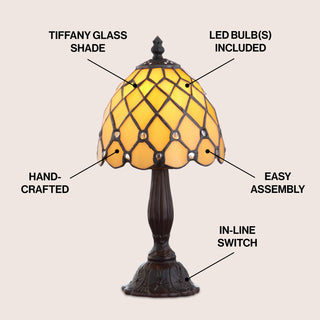 Campbell Tiffany Style 12.5" LED Table Lamp - JONATHAN Y