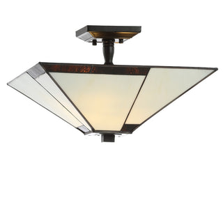 Julian 15.7" Tiffany Style Glass/Metal LED Semi - JONATHAN Y
