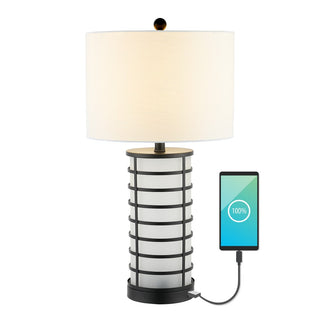 Jayce 27" Modern Industrial Iron Nightlight LED Table Lamp with USB Charging Port - JONATHAN Y