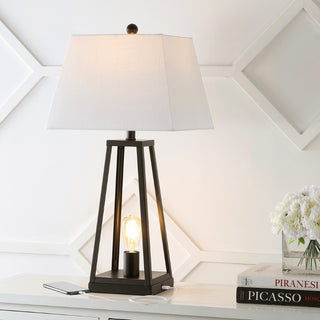 Waylon 28.5" Classic Industrial Iron Nightlight LED Table Lamp with USB Charging Port - JONATHAN Y