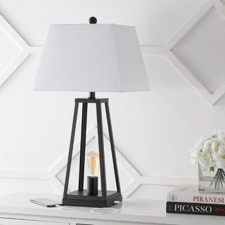 Waylon 28.5" Classic Industrial Iron Nightlight LED Table Lamp with USB Charging Port - JONATHAN Y