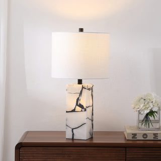 Elizabeth 24.25" Contemporary Coastal Alabaster LED Table Lamp with Body Night Light