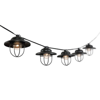 Indoor/Outdoor 10 ft. Rustic Farmhouse Incandescent G40 Metal Cage Shade String Lights - JONATHAN Y