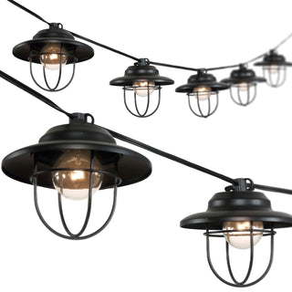 Indoor/Outdoor 10 ft. Rustic Farmhouse Incandescent G40 Metal Cage Shade String Lights - JONATHAN Y