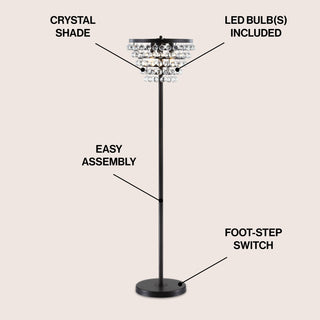 Jemma 60" Crystal/Metal LED Floor Lamp - JONATHAN Y