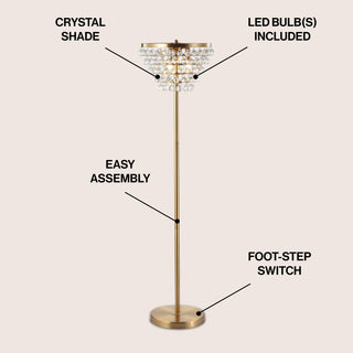 Jemma 60" Crystal/Metal LED Floor Lamp - JONATHAN Y