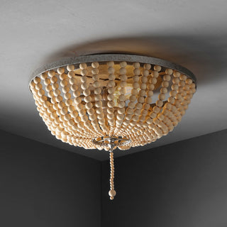 Allison 15" Wood Beaded/Metal LED Flush Mount - JONATHAN Y