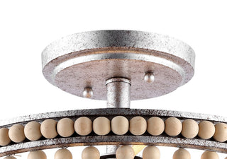 Allie 14" Wood Beaded/Metal LED Flush Mount - JONATHAN Y