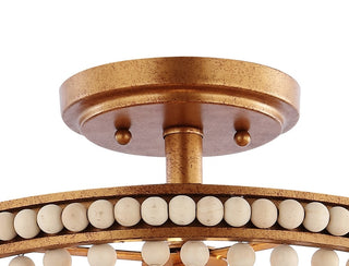 Allie 14" Wood Beaded/Metal LED Flush Mount - JONATHAN Y