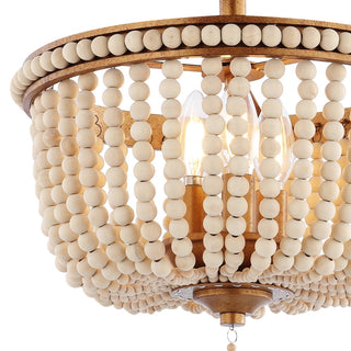 Allie 14" Wood Beaded/Metal LED Flush Mount - JONATHAN Y