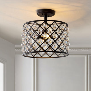 Gabrielle 14.5" Crystal/Metal LED Semi Flush Mount - JONATHAN Y