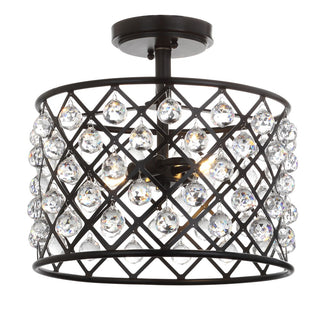 Gabrielle 14.5" Crystal/Metal LED Semi Flush Mount - JONATHAN Y