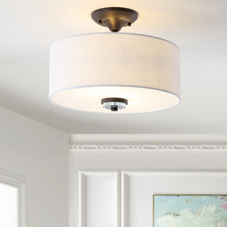 Marc 15" Metal/Crystal LED Semi Flush Mount - JONATHAN Y