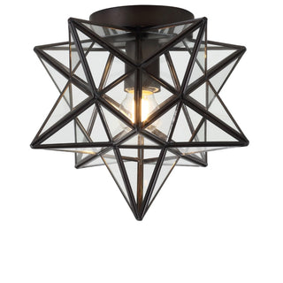 Stella 12" Moravian Star Metal/Clear Glass LED Flush Mount - JONATHAN Y