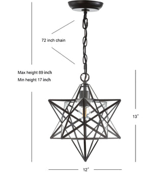 Stellaa 12" Moravian Star Metal/Clear Glass LED Pendant - JONATHAN Y