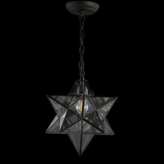 Stellaa 12" Moravian Star Metal/Clear Glass LED Pendant - JONATHAN Y