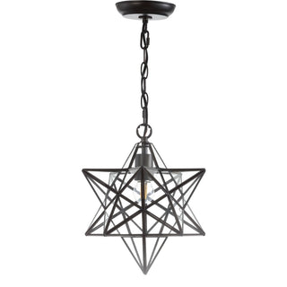 Stellaa 12" Moravian Star Metal/Clear Glass LED Pendant - JONATHAN Y