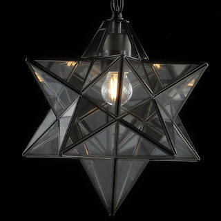 Stellaa 12" Moravian Star Metal/Clear Glass LED Pendant - JONATHAN Y
