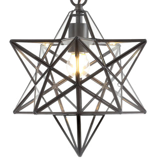 Stellaa 12" Moravian Star Metal/Clear Glass LED Pendant - JONATHAN Y