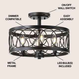 Sylvain 15.5" Metal LED Semi Flush Mount - JONATHAN Y