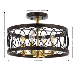Sylvain 15.5" Metal LED Semi Flush Mount - JONATHAN Y