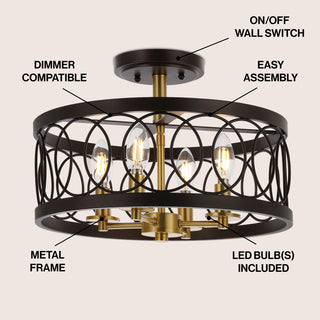 Sylvain 15.5" Metal LED Semi Flush Mount - JONATHAN Y