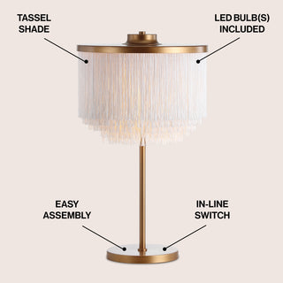 Coco 27.5" Fringed/Metal LED Table Lamp - JONATHAN Y