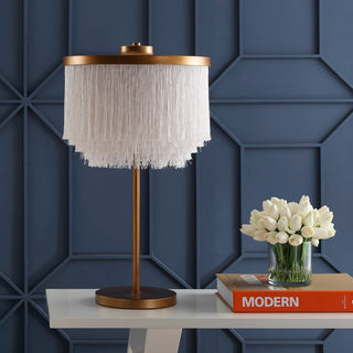 Coco 27.5" Fringed/Metal LED Table Lamp - JONATHAN Y