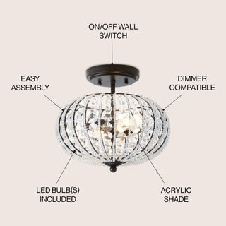 Catalina 11.7" Metal /Acrylic LED Semi Flush Mount - JONATHAN Y