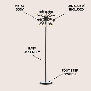 Orbit 63" Modern Sputnik Metal LED Floor Lamp - JONATHAN Y