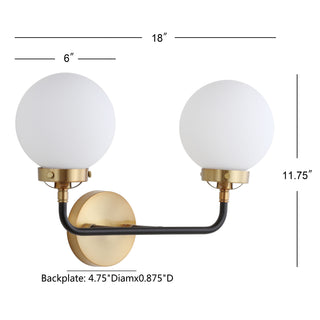 Caleb Brass Vanity Wall Sconce Frosted - JONATHAN Y