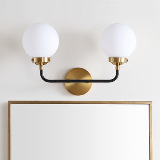 Caleb Brass Vanity Wall Sconce Frosted - JONATHAN Y