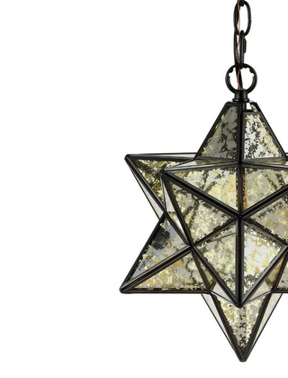 Stellaa 12" Moravian Star Metal/Clear Glass LED Pendant - JONATHAN Y