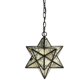Stellaa 12" Moravian Star Metal/Clear Glass LED Pendant - JONATHAN Y