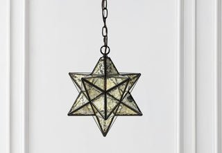 Stellaa 12" Moravian Star Metal/Clear Glass LED Pendant - JONATHAN Y