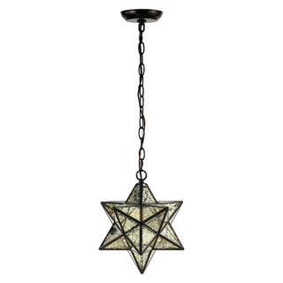 Stellaa 12" Moravian Star Metal/Clear Glass LED Pendant - JONATHAN Y
