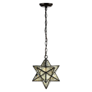 Stellaa 12" Moravian Star Metal/Clear Glass LED Pendant - JONATHAN Y