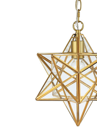 Stellaa 12" Moravian Star Metal/Clear Glass LED Pendant