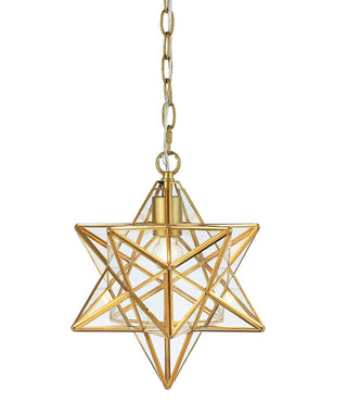 Stellaa 12" Moravian Star Metal/Clear Glass LED Pendant - JONATHAN Y