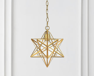 Stellaa 12" Moravian Star Metal/Clear Glass LED Pendant - JONATHAN Y