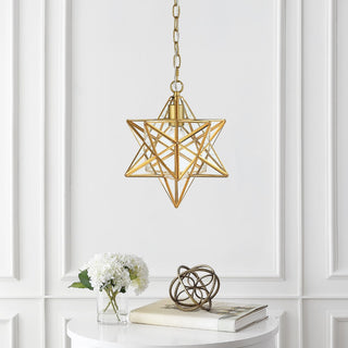 Stellaa 12" Moravian Star Metal/Clear Glass LED Pendant - JONATHAN Y