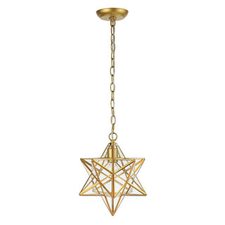 Stellaa 12" Moravian Star Metal/Clear Glass LED Pendant - JONATHAN Y