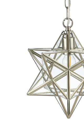 Stellaa 12" Moravian Star Metal/Clear Glass LED Pendant