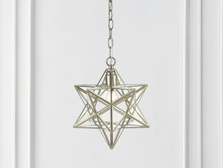 Stellaa 12" Moravian Star Metal/Clear Glass LED Pendant