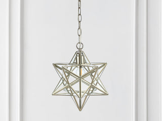 Stellaa 12" Moravian Star Metal/Clear Glass LED Pendant