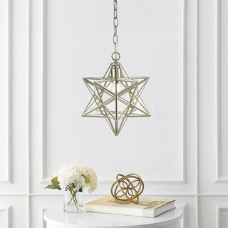Stellaa 12" Moravian Star Metal/Clear Glass LED Pendant