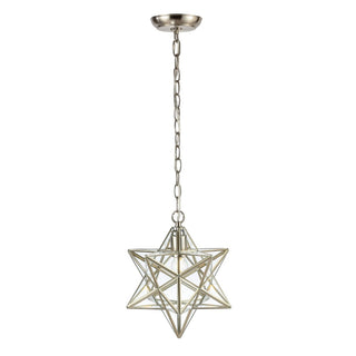 Stellaa 12" Moravian Star Metal/Clear Glass LED Pendant