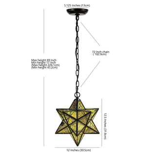 Stellaa 12" Moravian Star Metal/Clear Glass LED Pendant